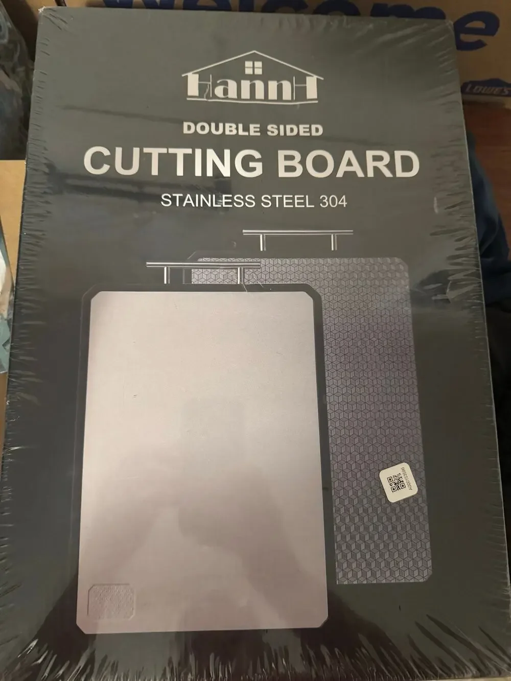 HANNH Stainless Steel 304 Cutting Board Double Sided Wheat Straw NEW Sealed